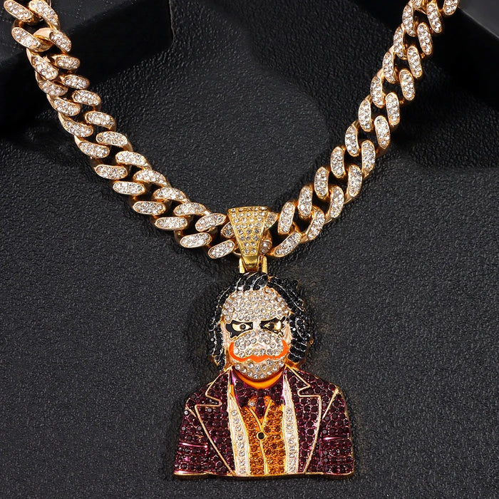 Iced Out Crystal Clown Pendant