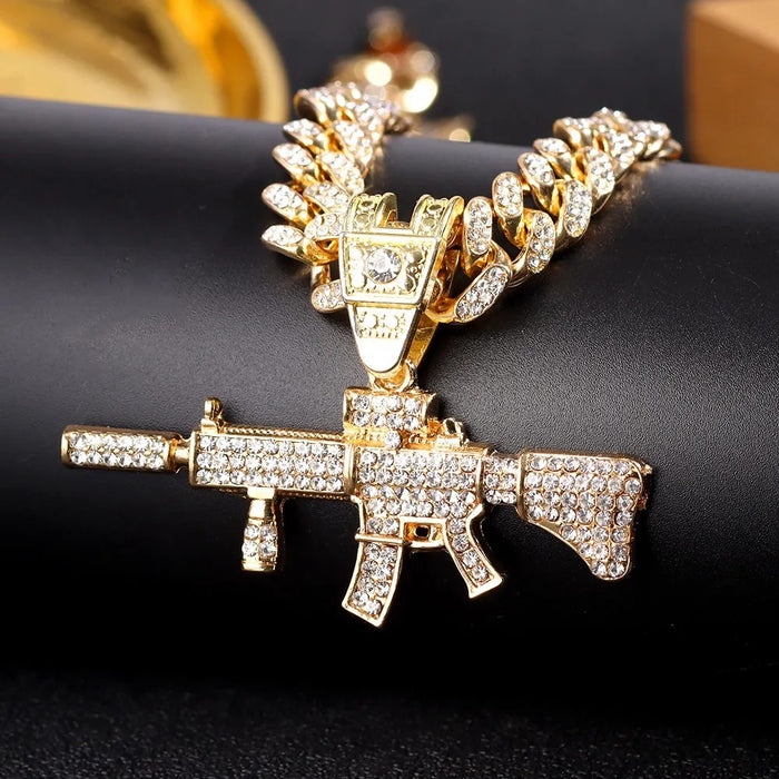 GUN PENDANT WITH CUBAN CHAIN