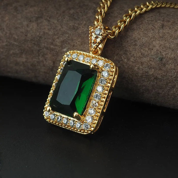 SQUARE GEMSTONE PENDANT CHAIN