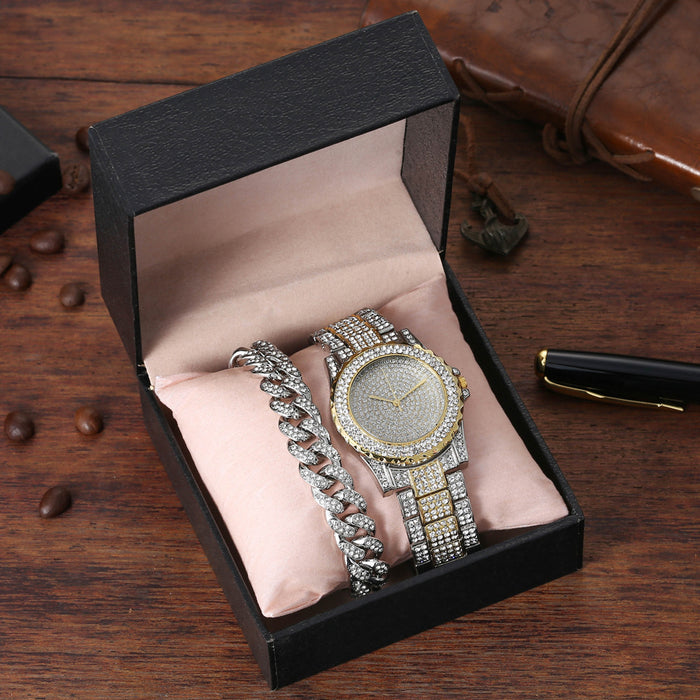 ICED GEOMETRIC BRACELET & WATCH SET