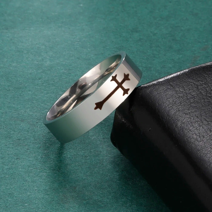 STAINLESS STEEL CROSS RING