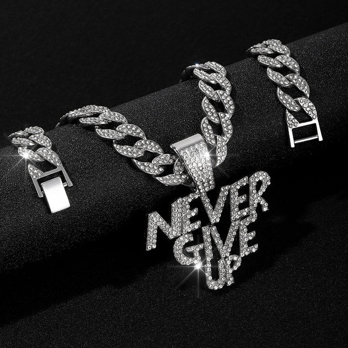 "NEVER GIVE UP" PENDANT