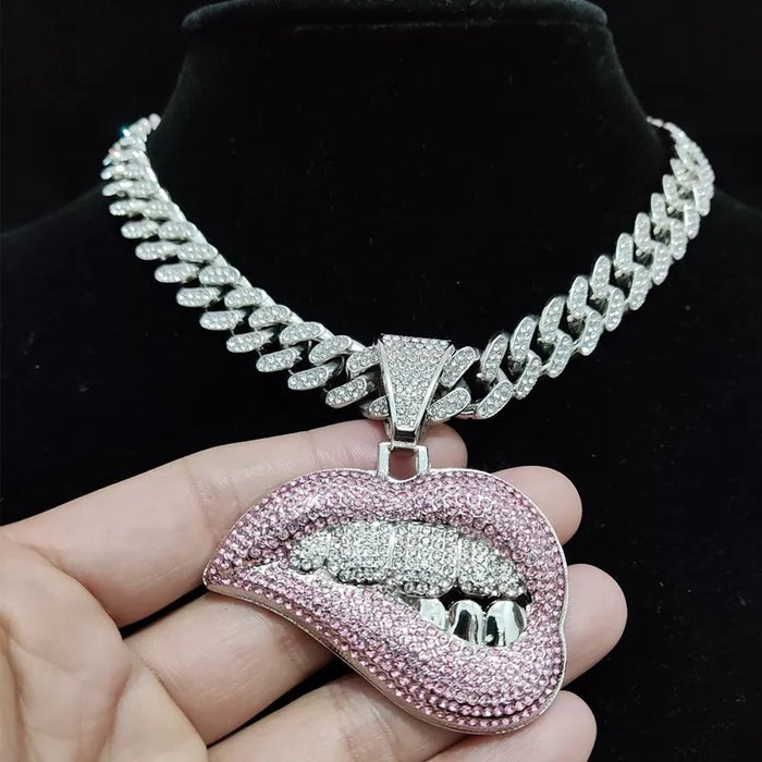 Pink Biting Lip Pendant