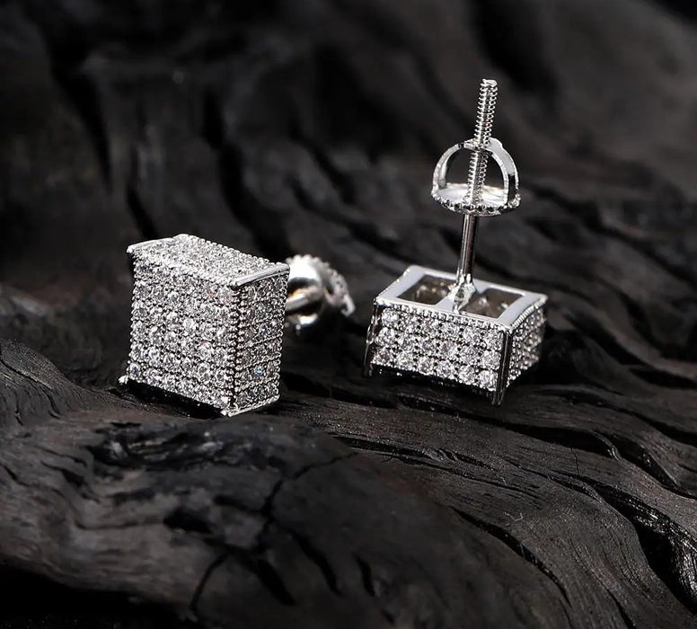 CrystalCube Square Studs