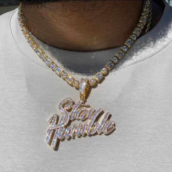 Bling Iced Out "Stay Humble" Letters Pendants