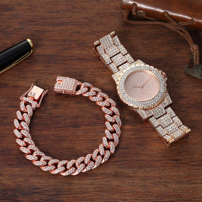 ICED GEOMETRIC BRACELET & WATCH SET