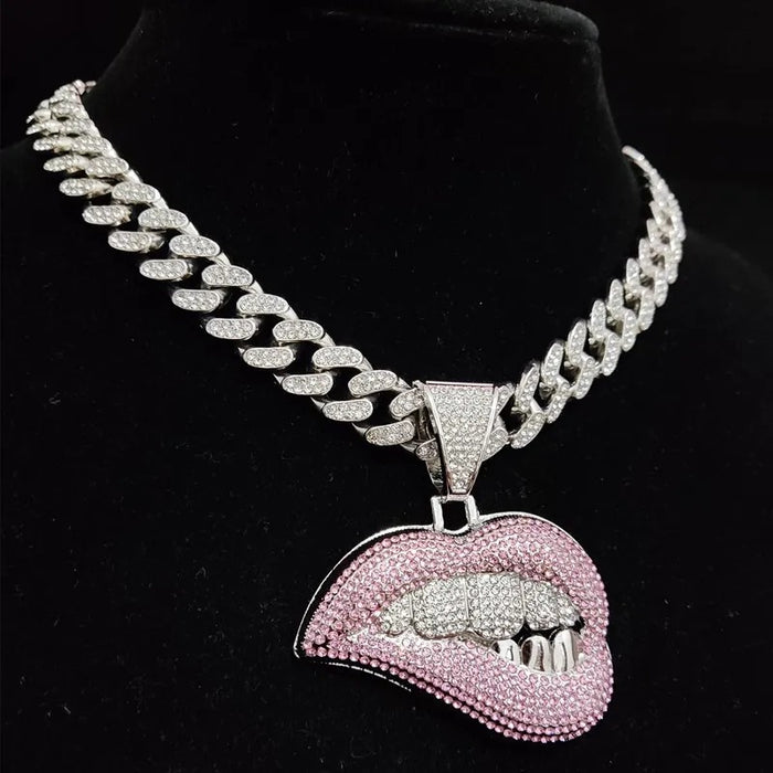 Pink Biting Lip Pendant