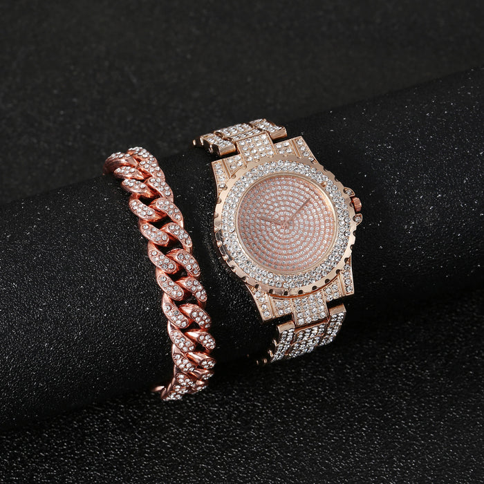 ICED GEOMETRIC BRACELET & WATCH SET