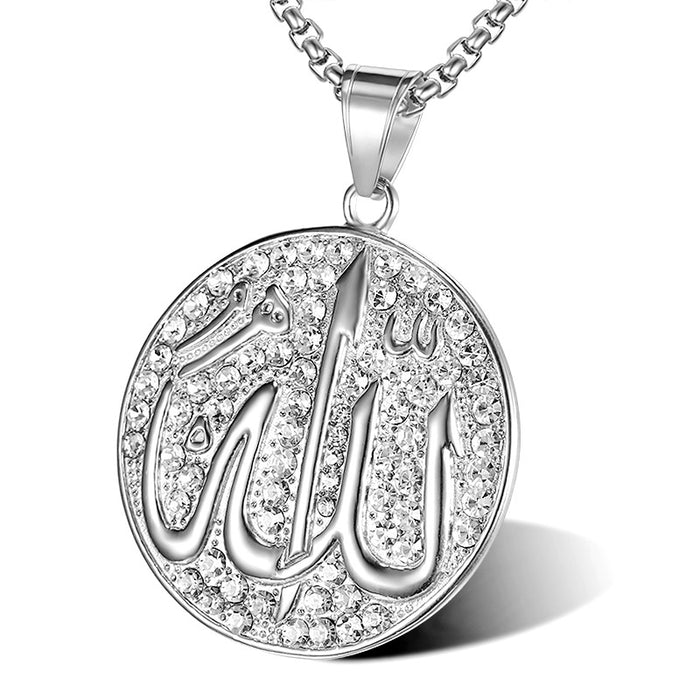 14K Crystal Diamond Allah Pendant