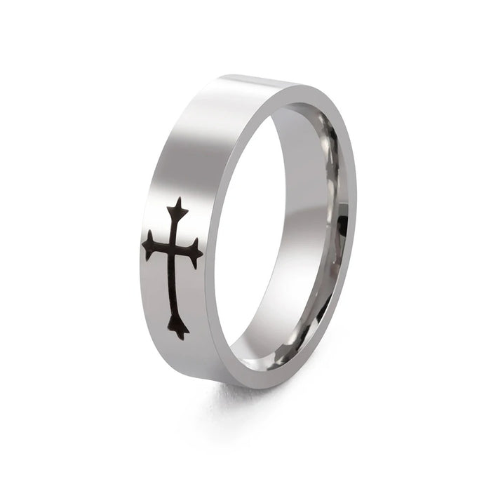 STAINLESS STEEL CROSS RING