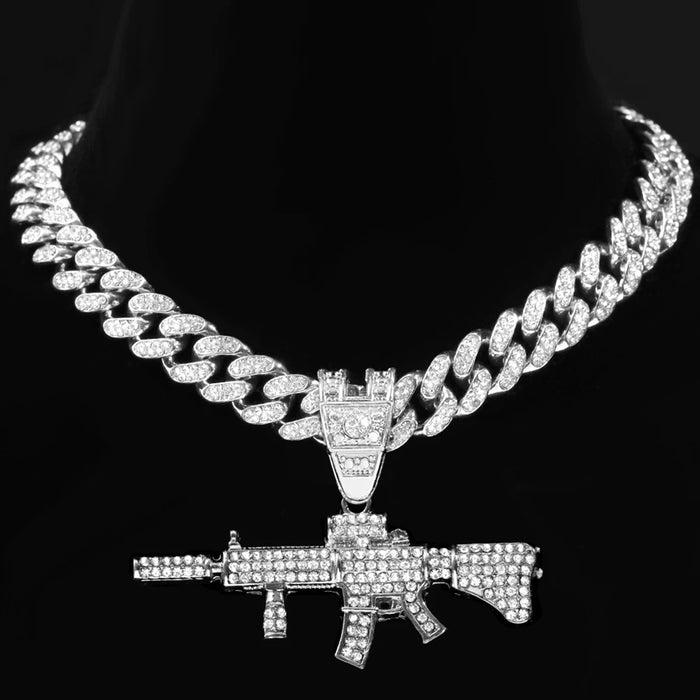 GUN PENDANT WITH CUBAN CHAIN