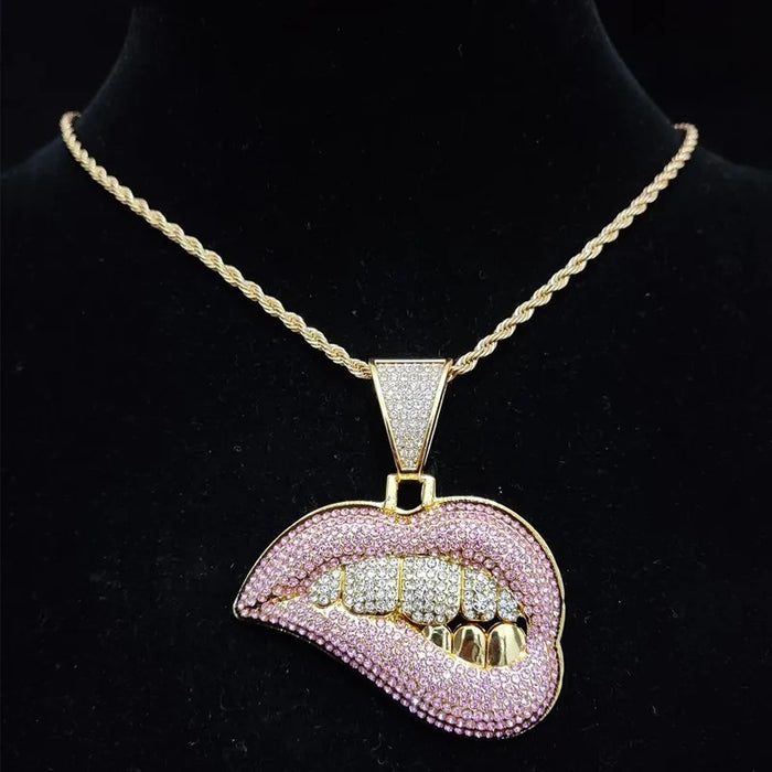 Pink Biting Lip Pendant