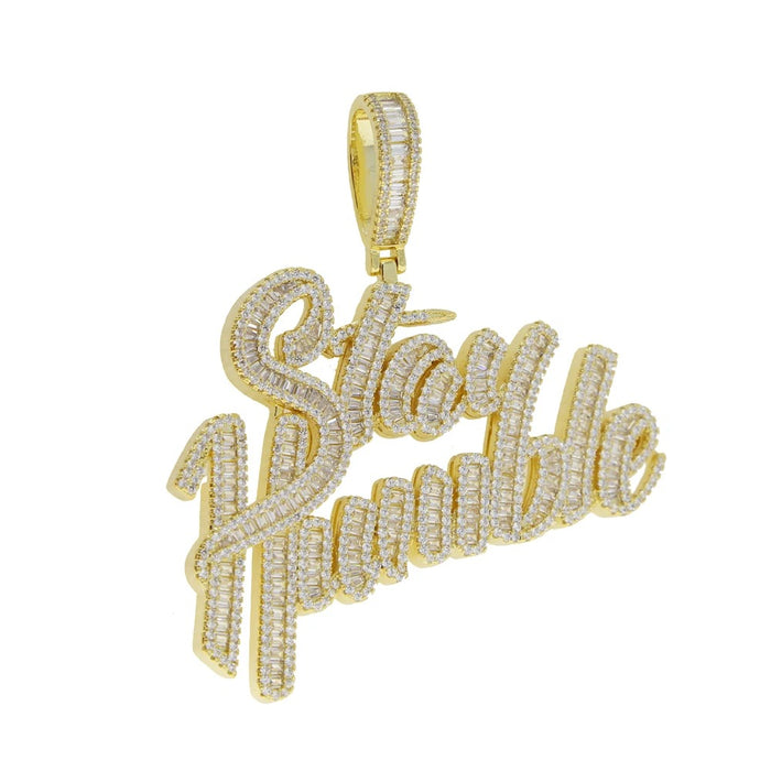 Bling Iced Out "Stay Humble" Letters Pendants