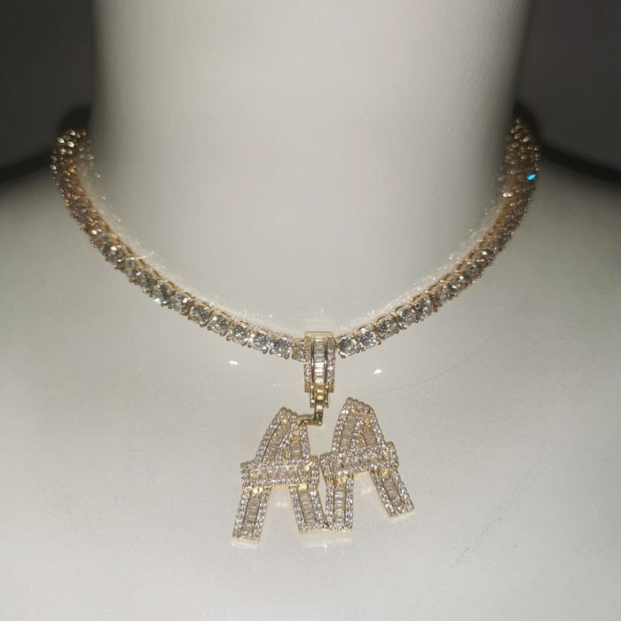 Baguette Custom Letter Pendant Necklace