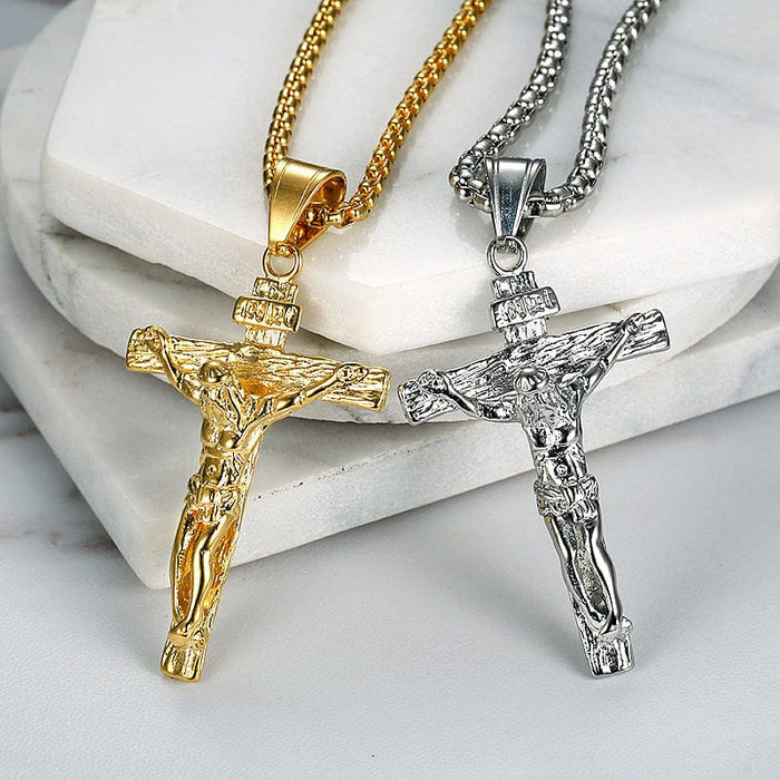 18K Gold Jesus Cross Necklace