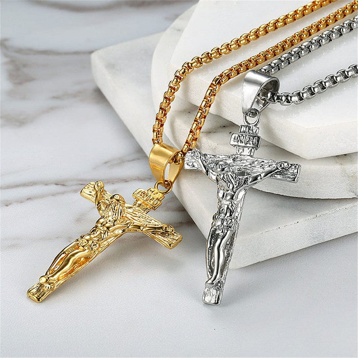 18K Gold Jesus Cross Necklace