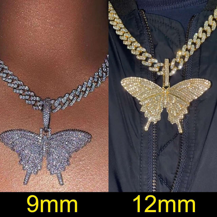 Cuban Link Butterfly Choker + FREE Tennis Choker